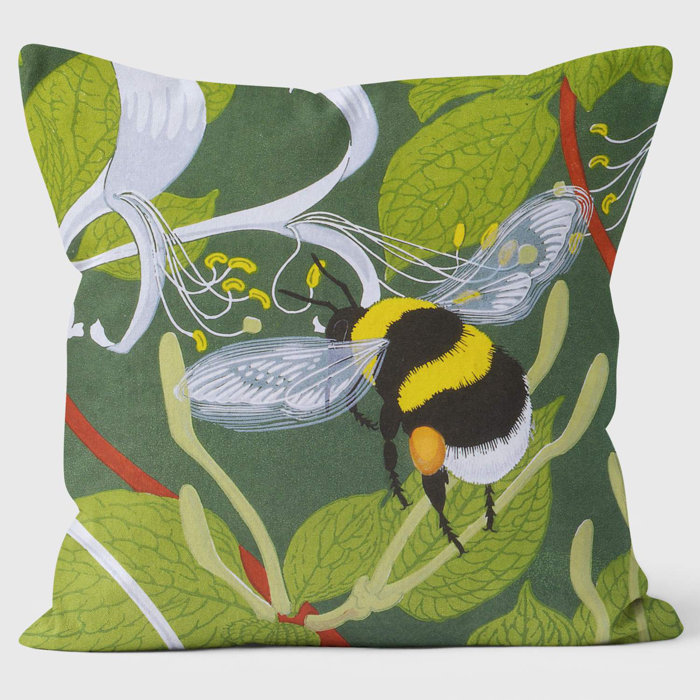 We Love Cushions Bumble Bees Floral Square Scatter Cushion Cushion With